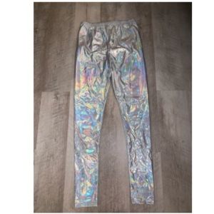 Silver Metallic Leggings